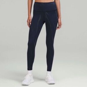 Lululemon Wunder Train Ribbed Legging Sz 6, 25” inseam, True Navy, Like New